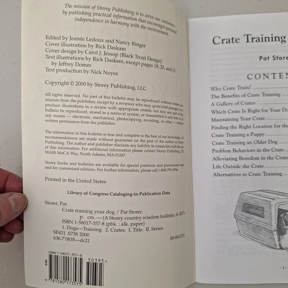 RARE Crate Training Your Dog: Storey Country Wisdom Bulletin 2000 Pat Storey